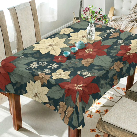 Yayeee Tablecloths 54" x 54" Rectangle Wrinkle Resistant Party Table Cover, Christmas Blooms
