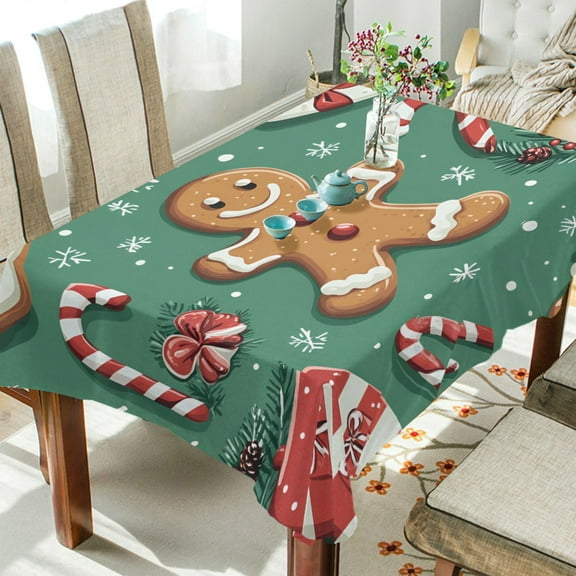 Yayeee Tablecloths 54" x 54" Rectangle Wrinkle Resistant Party Table Cover, Christmas Gingerbread
