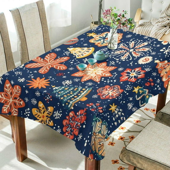 Yayeee Tablecloths 54" x 54" Rectangle Wrinkle Resistant Party Table Cover, Christmas Splendor