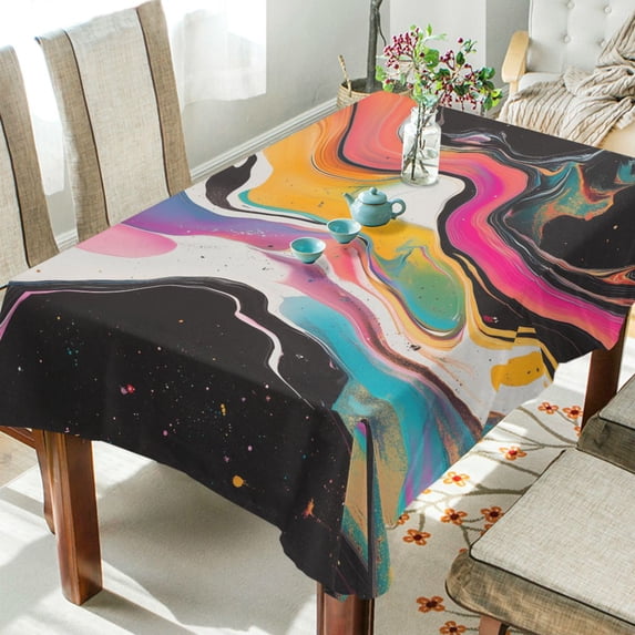 Yayeee Tablecloths 54" x 54" Rectangle Wrinkle Resistant Party Table Cover, Colorful Black