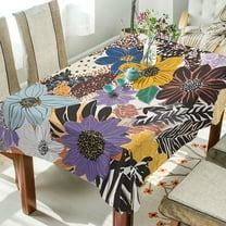 Yayeee Tablecloths 54" x 54" Rectangle Wrinkle Resistant Party Table Cover, Colorful Flowers