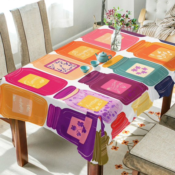 Yayeee Tablecloths 54" x 54" Rectangle Wrinkle Resistant Party Table Cover, Colorful Jars