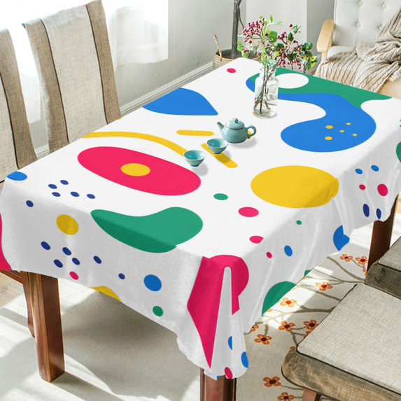 Yayeee Tablecloths 54" x 54" Rectangle Wrinkle Resistant Party Table Cover, Colorful Round