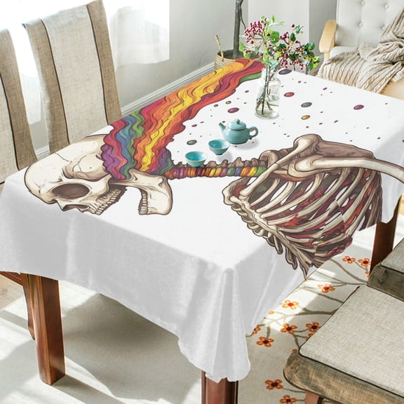 Yayeee Tablecloths 54" x 54" Rectangle Wrinkle Resistant Party Table Cover, Colorful Skeleton
