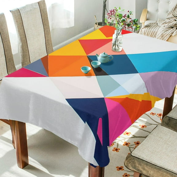 Yayeee Tablecloths 54" x 54" Rectangle Wrinkle Resistant Party Table Cover, Colorful Triangles