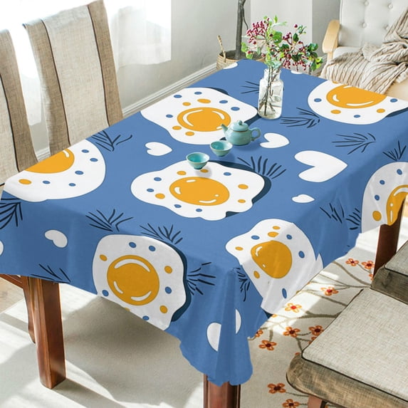 Yayeee Tablecloths 54" x 54" Rectangle Wrinkle Resistant Party Table Cover, Cute Fried Eggs