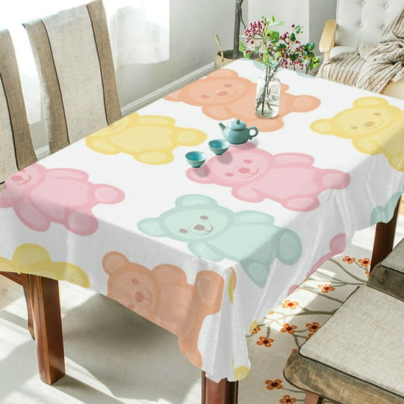 Yayeee Tablecloths 54" x 54" Rectangle Wrinkle Resistant Party Table Cover, Cute Gummy Bears Pattern