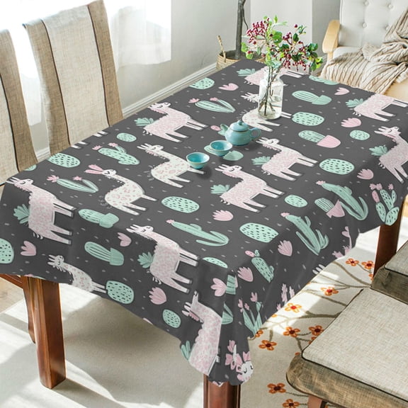 Yayeee Tablecloths 54" x 54" Rectangle Wrinkle Resistant Party Table Cover, Cute Llamas Pattern