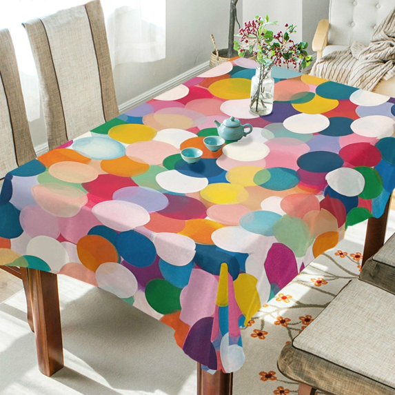 Yayeee Tablecloths 54" x 54" Rectangle Wrinkle Resistant Party Table Cover, Dark Colorful Circles