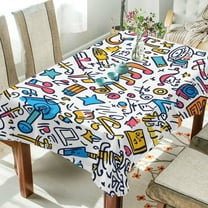 Yayeee Tablecloths 54" x 54" Rectangle Wrinkle Resistant Party Table Cover, Doodle Pattern