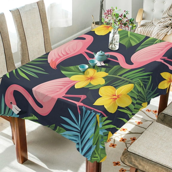 Yayeee Tablecloths 54" x 54" Rectangle Wrinkle Resistant Party Table Cover, Flamingo Pattern