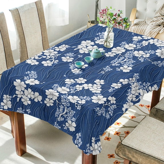 Yayeee Tablecloths 54" x 54" Rectangle Wrinkle Resistant Party Table Cover, Floral Ocean Waves