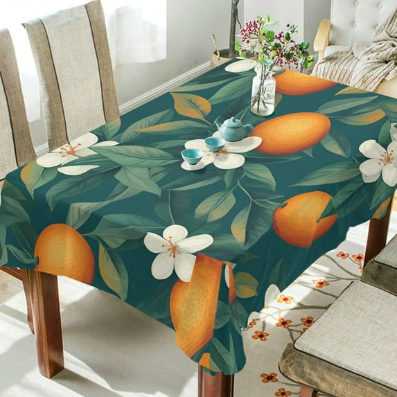 Yayeee Tablecloths 54" x 54" Rectangle Wrinkle Resistant Party Table Cover, Floral Orange Pattern