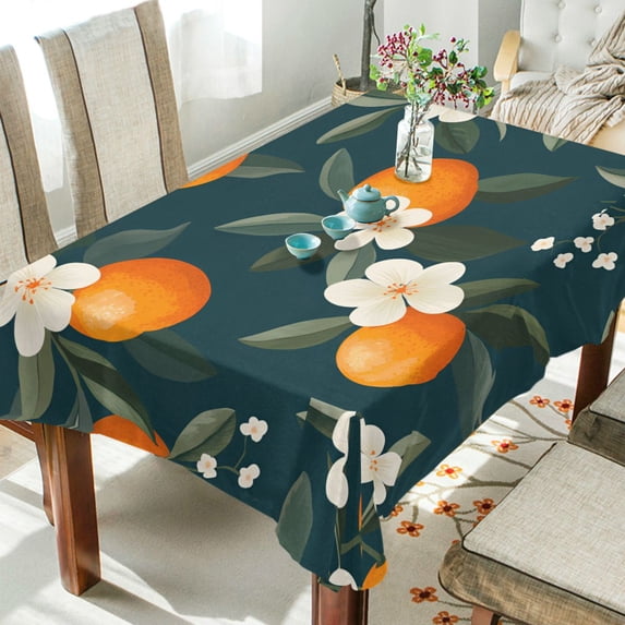 Yayeee Tablecloths 54" x 54" Rectangle Wrinkle Resistant Party Table Cover, Floral Oranges
