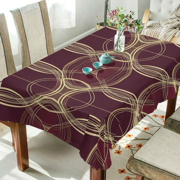 Yayeee Tablecloths 54" x 54" Rectangle Wrinkle Resistant Party Table Cover, Gold Abstract Pattern