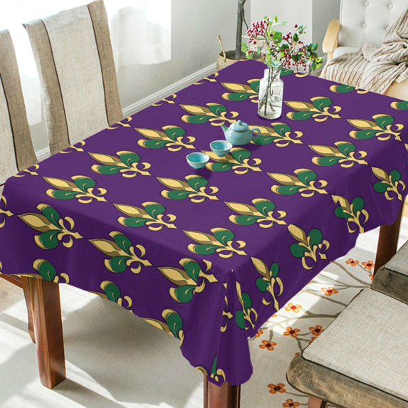 Yayeee Tablecloths 54" x 54" Rectangle Wrinkle Resistant Party Table Cover, Gold and Green Floral Pattern
