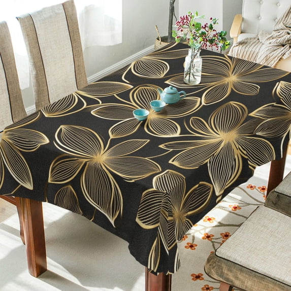 Yayeee Tablecloths 54" x 54" Rectangle Wrinkle Resistant Party Table Cover, Golden Elegance