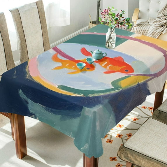 Yayeee Tablecloths 54" x 54" Rectangle Wrinkle Resistant Party Table Cover, Goldfish Bowl