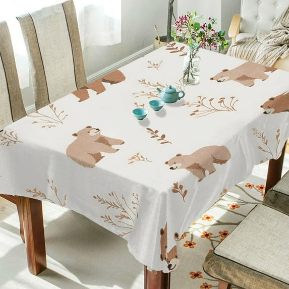 Yayeee Tablecloths 54" x 54" Rectangle Wrinkle Resistant Party Table Cover, Gray Bears