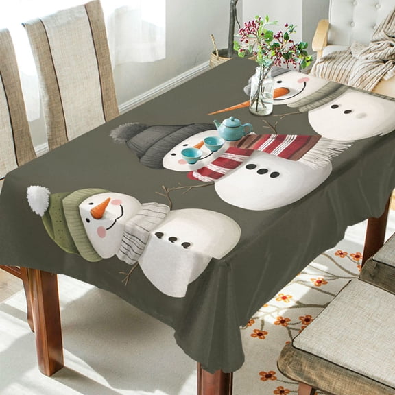 Yayeee Tablecloths 54" x 54" Rectangle Wrinkle Resistant Party Table Cover, Gray Cute Snowmen