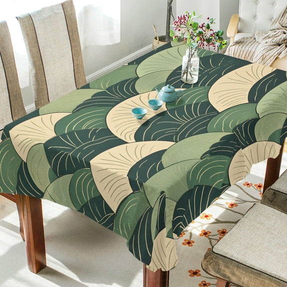 Yayeee Tablecloths 54" x 54" Rectangle Wrinkle Resistant Party Table Cover, Green Abstract Shapes