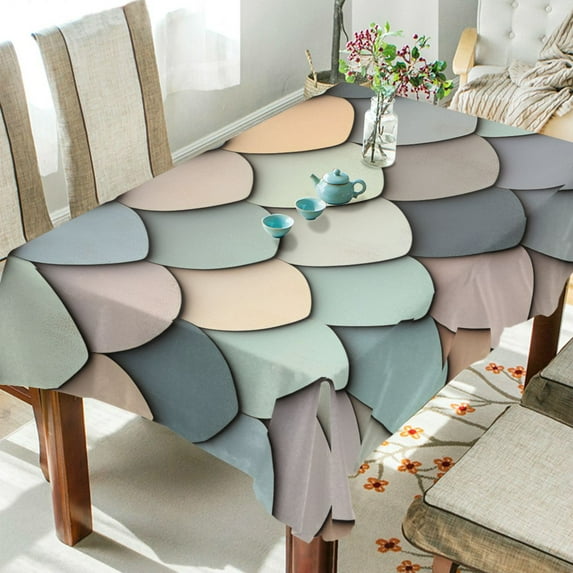 Yayeee Tablecloths 54" x 54" Rectangle Wrinkle Resistant Party Table Cover, Green Art Pattern