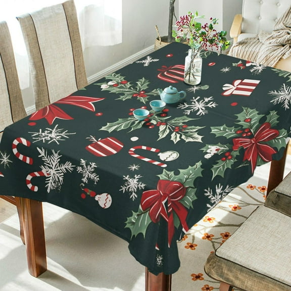 Yayeee Tablecloths 54" x 54" Rectangle Wrinkle Resistant Party Table Cover, Green Christmas