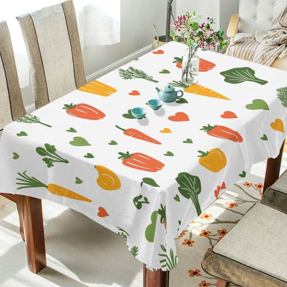 Yayeee Tablecloths 54" x 54" Rectangle Wrinkle Resistant Party Table Cover, Green Cute Vegetables