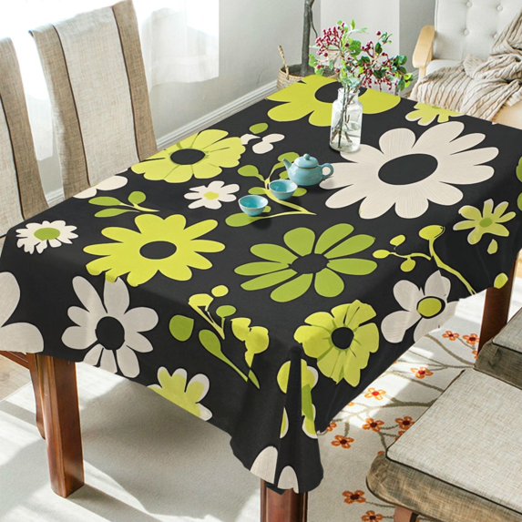 Yayeee Tablecloths 54" x 54" Rectangle Wrinkle Resistant Party Table Cover, Green Flower Pattern