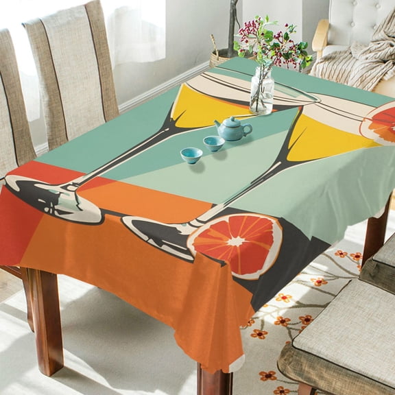 Yayeee Tablecloths 54" x 54" Rectangle Wrinkle Resistant Party Table Cover, Green Glasses