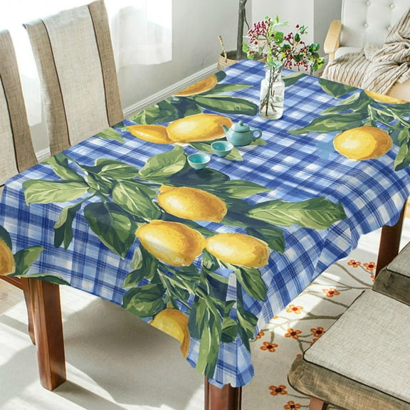 Yayeee Tablecloths 54" x 54" Rectangle Wrinkle Resistant Party Table Cover, Green Lemon Plaid