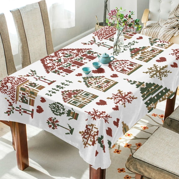 Yayeee Tablecloths 54" x 54" Rectangle Wrinkle Resistant Party Table Cover, Green Nordic Christmas House