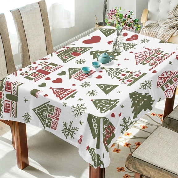 Yayeee Tablecloths 54" x 54" Rectangle Wrinkle Resistant Party Table Cover, Green Nordic Christmas