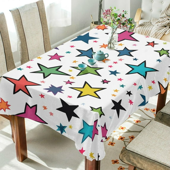 Yayeee Tablecloths 54" x 54" Rectangle Wrinkle Resistant Party Table Cover, Green Stars