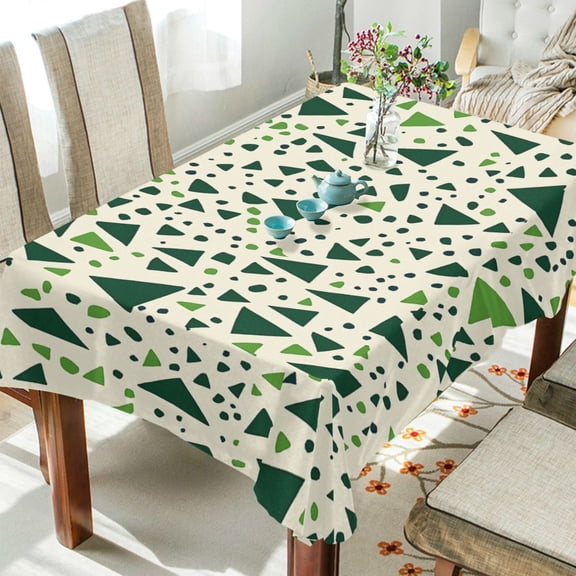 Yayeee Tablecloths 54" x 54" Rectangle Wrinkle Resistant Party Table Cover, Green Triangles Pattern