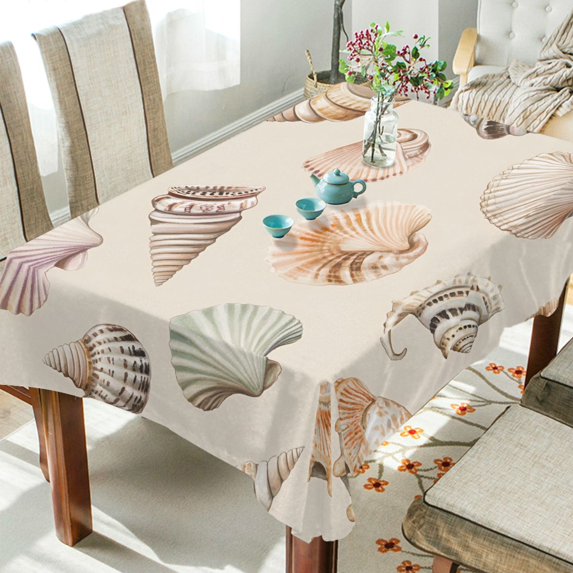 Yayeee Tablecloths 54" x 54" Rectangle Wrinkle Resistant Party Table Cover, Green Watercolor Seashells