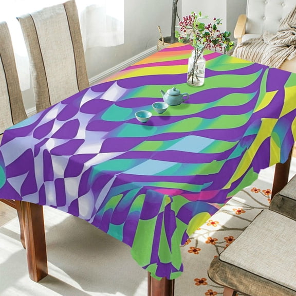 Yayeee Tablecloths 54" x 54" Rectangle Wrinkle Resistant Party Table Cover, Green Wavy Pattern