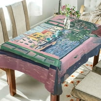 Yayeee Tablecloths 54" x 54" Rectangle Wrinkle Resistant Party Table Cover, Green Window Sea