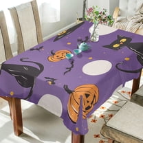 Yayeee Tablecloths 54" x 54" Rectangle Wrinkle Resistant Party Table Cover, Halloween Black Cat
