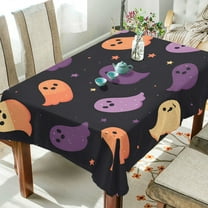 Yayeee Tablecloths 54" x 54" Rectangle Wrinkle Resistant Party Table Cover, Halloween Purple Ghosts