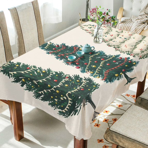 Yayeee Tablecloths 54" x 54" Rectangle Wrinkle Resistant Party Table Cover, Hand Drawn Christmas