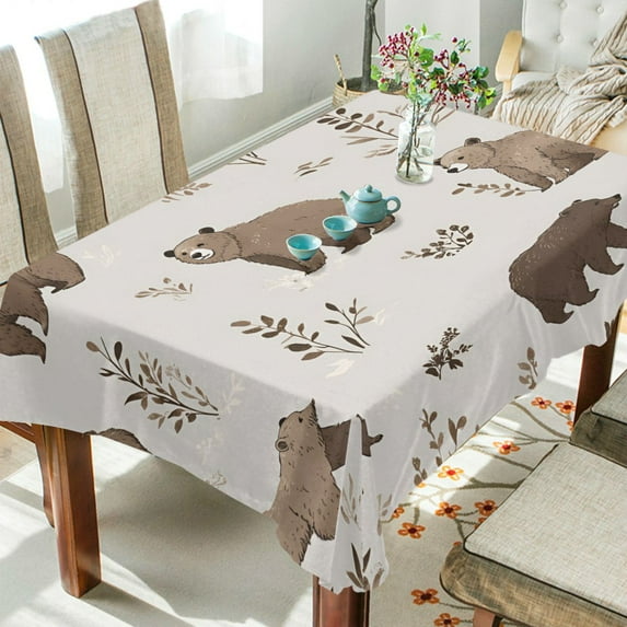 Yayeee Tablecloths 54" x 54" Rectangle Wrinkle Resistant Party Table Cover, Light Gray Bears