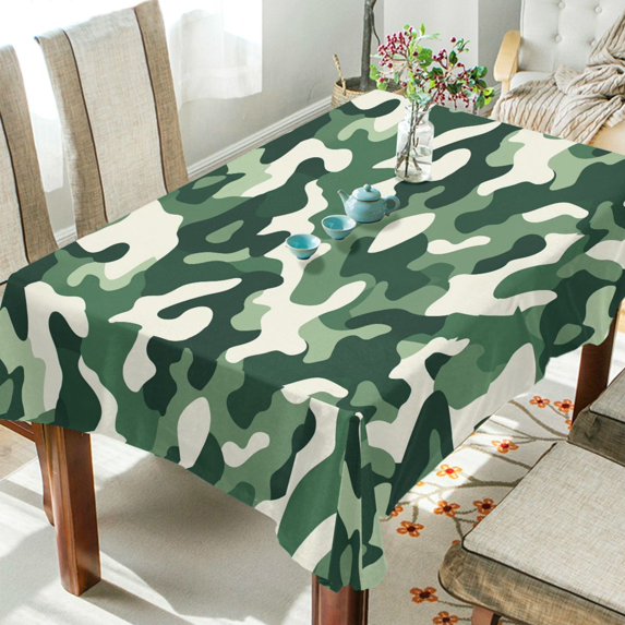 Yayeee Tablecloths 54" x 54" Rectangle Wrinkle Resistant Party Table Cover, Light Green Camouflage Design