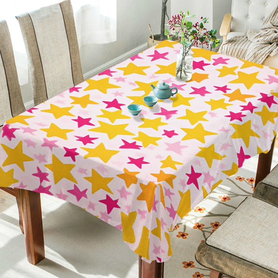 Yayeee Tablecloths 54" x 54" Rectangle Wrinkle Resistant Party Table Cover, Light Pink Stars