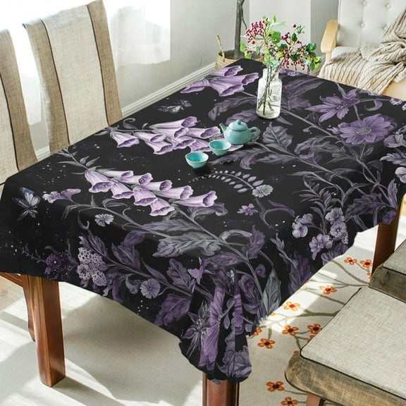 Yayeee Tablecloths 54" x 54" Rectangle Wrinkle Resistant Party Table Cover, Light Purple Flowers