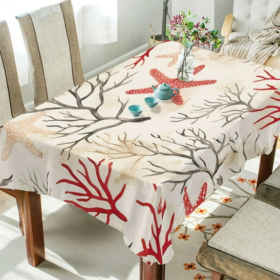 Yayeee Tablecloths 54" x 54" Rectangle Wrinkle Resistant Party Table Cover, Light Starfish