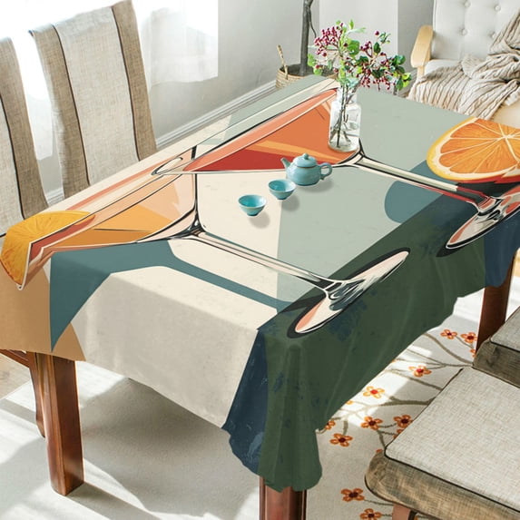 Yayeee Tablecloths 54" x 54" Rectangle Wrinkle Resistant Party Table Cover, Mid Century Orange Juice