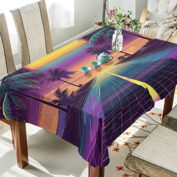 Yayeee Tablecloths 54" x 54" Rectangle Wrinkle Resistant Party Table Cover, Neon Road