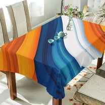 Yayeee Tablecloths 54" x 54" Rectangle Wrinkle Resistant Party Table Cover, Orange Abstract Wavy