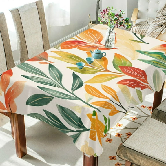Yayeee Tablecloths 54" x 54" Rectangle Wrinkle Resistant Party Table Cover, Orange Autumn Leaves